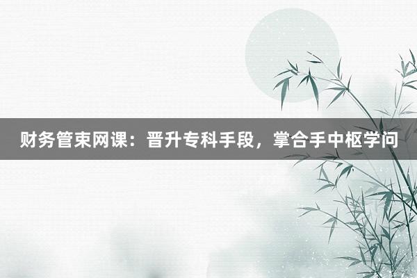 财务管束网课：晋升专科手段，掌合手中枢学问